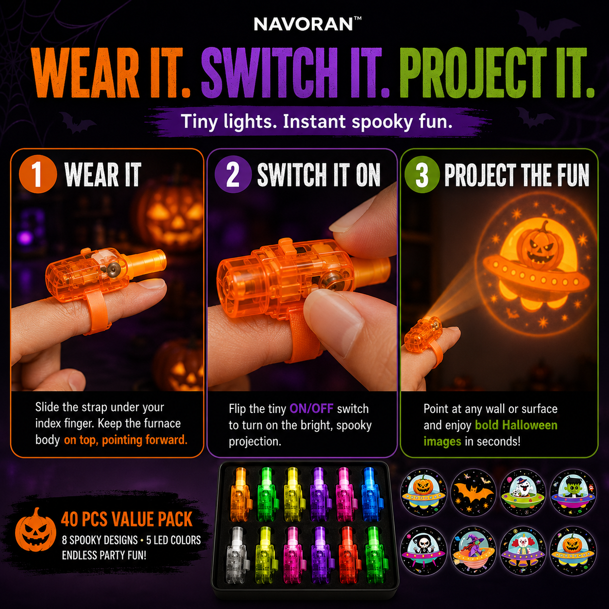 NAVORAN™ SPOOKYBEAM FINGER PROJECTORS