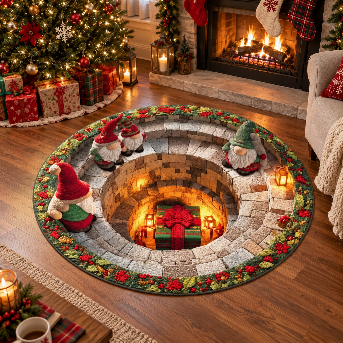 Navoran™ Christmas Magic 3D Round Rug
