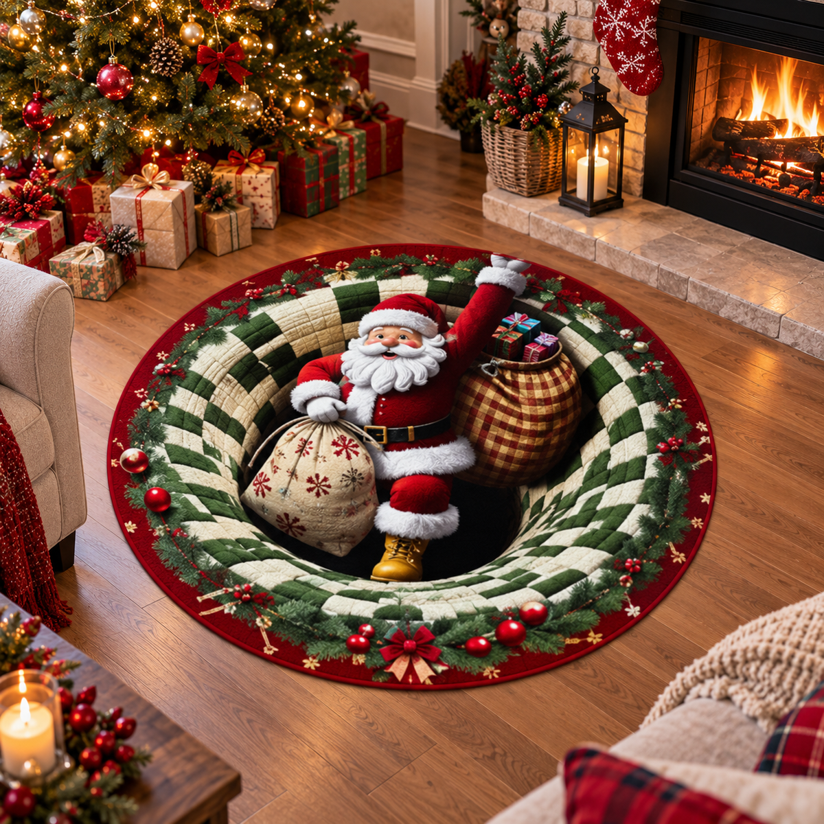 Navoran™ Christmas Magic 3D Round Rug